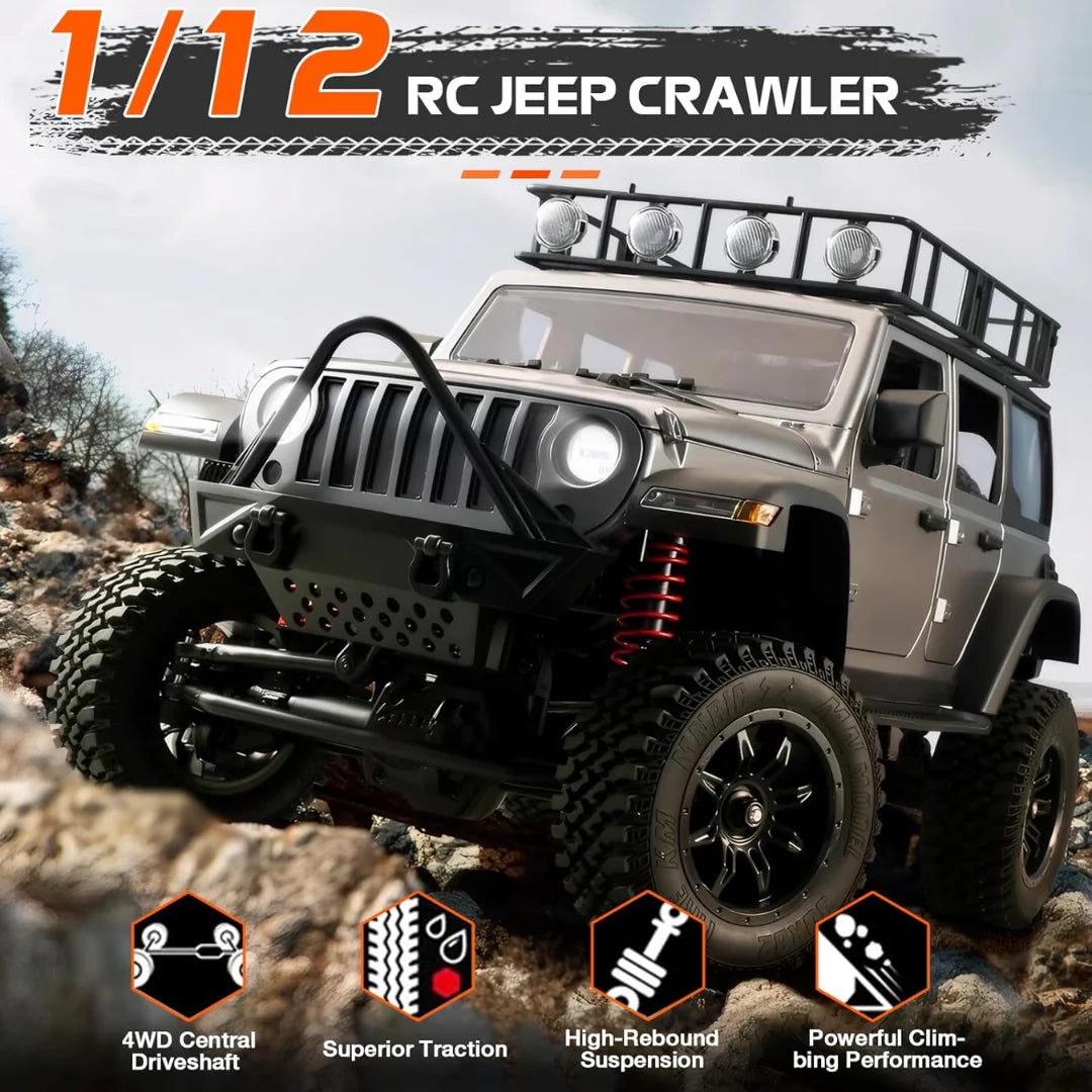 RC Off Road 4WD Jeep 1/12 Remote Control Climbing Vehicle with LED Lights