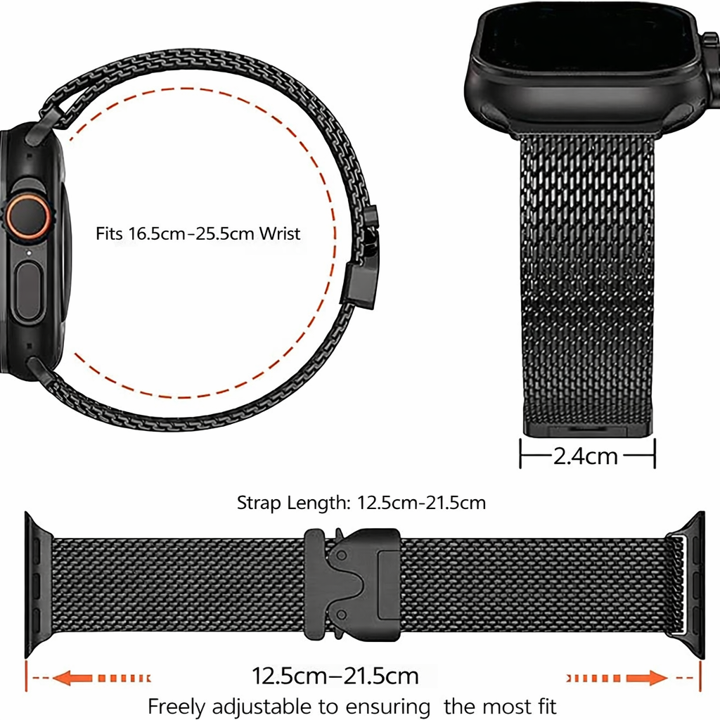 Premium Titanium Milanese Loop Watch Band Compatible with Apple Watch Ultra Series Adjustable Strap