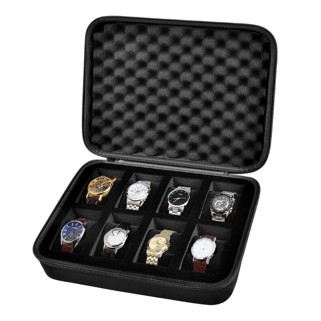 Watch Storage Box with 15 Slots Portable Jewelry Organizer Display Case with Velvet Interior