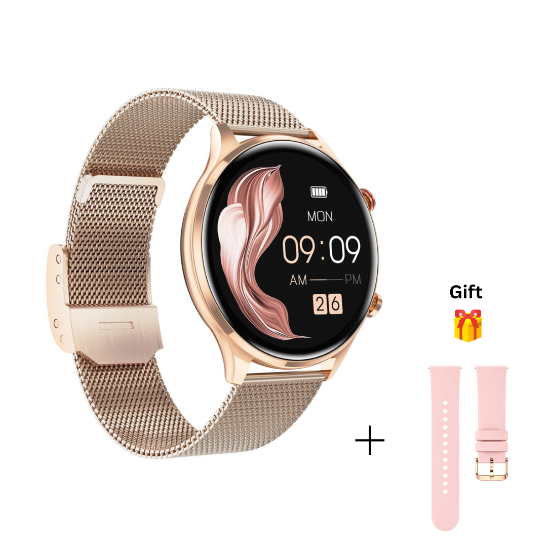 AMOLED Smart Watch with Bluetooth Call, Waterproof Fitness Tracker, Rechargeable Design