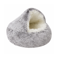 Brown Soft Plush Pet Cushion Round Cat Nest Bed with Covered Design for Indoor Pets