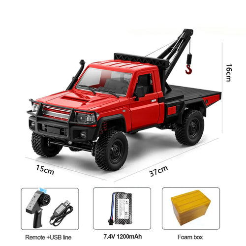 1/12 4WD RC Tow Truck with LED Lights and Functional Towing Hook