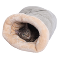 Grey Sleeping Bag Semi Enclosed Pet Nest Soft Cushion Bed for Cats and Small Dogs