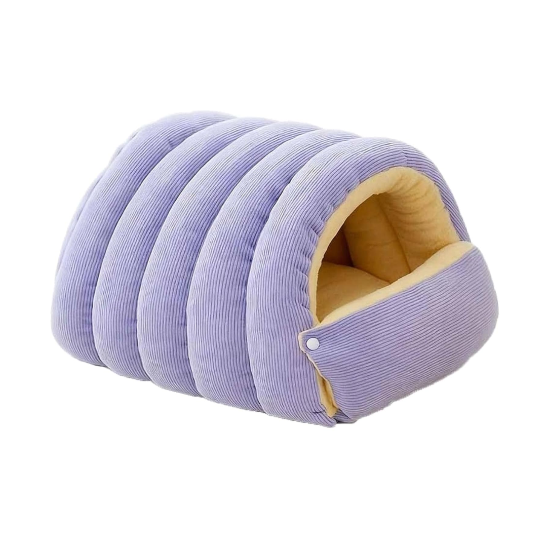 Purple Soft Plush Cat Cave Bed Enclosed Pet Nest Cushion for Cats and Small Dogs