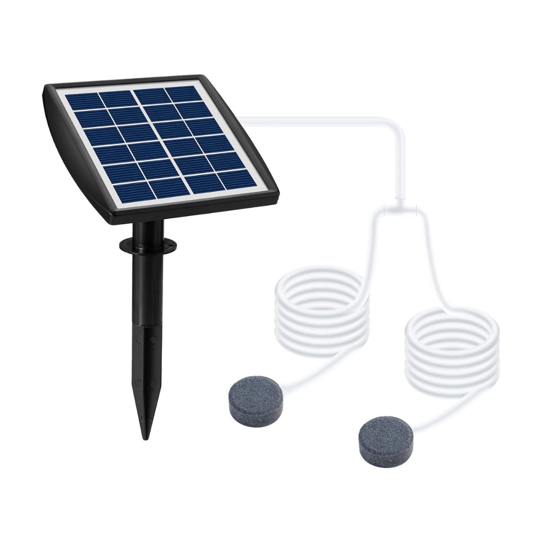Solar Powered Aquarium Air Pump Portable Oxygen Pump with Air Stones
