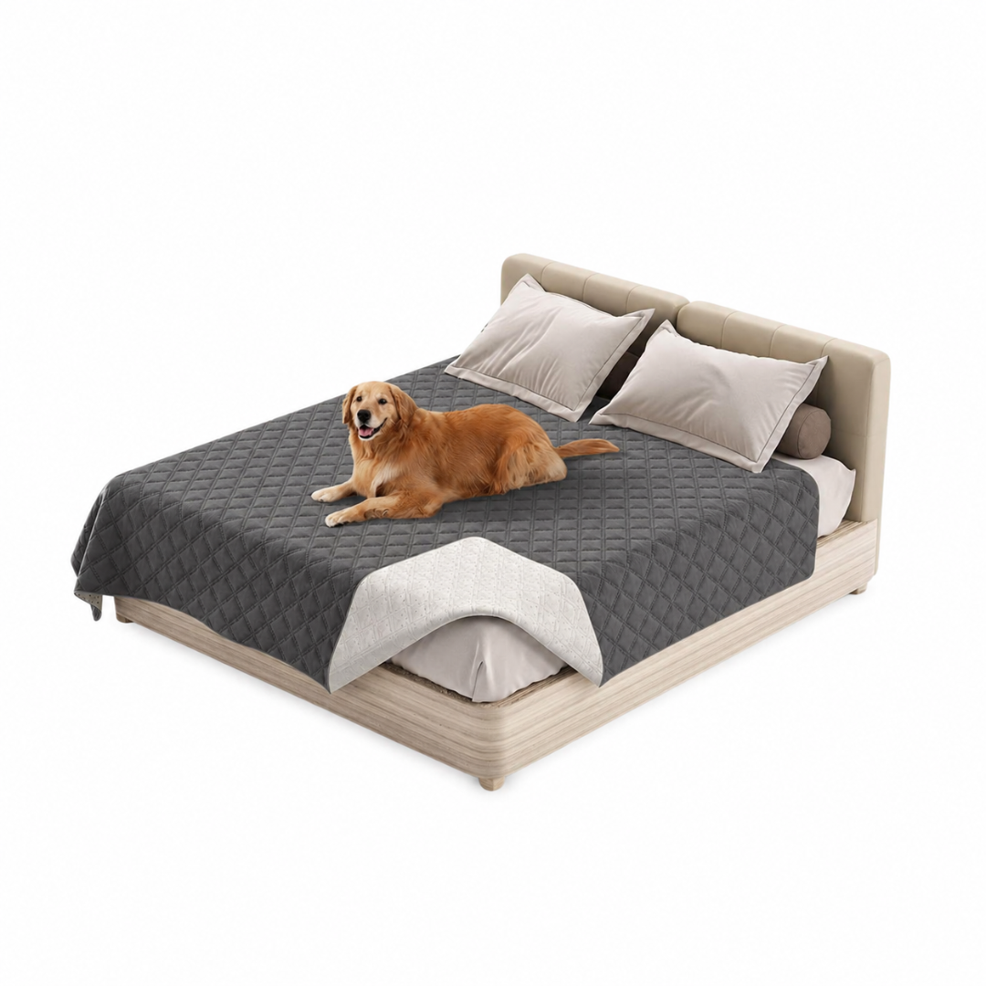 Grey Waterproof Pet Blanket Non-Slip Sofa Cover Bed Mat for Dogs and Cats
