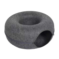 Dark Grey Round Felt Cat Tunnel Bed Donut Nest Cat House with Zipper Design for Cats