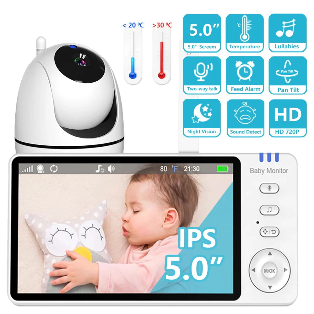 5" Indoor Video Monitoring Camera with PTZ, 4X Zoom, 2-Way Audio and Temperature Sensor