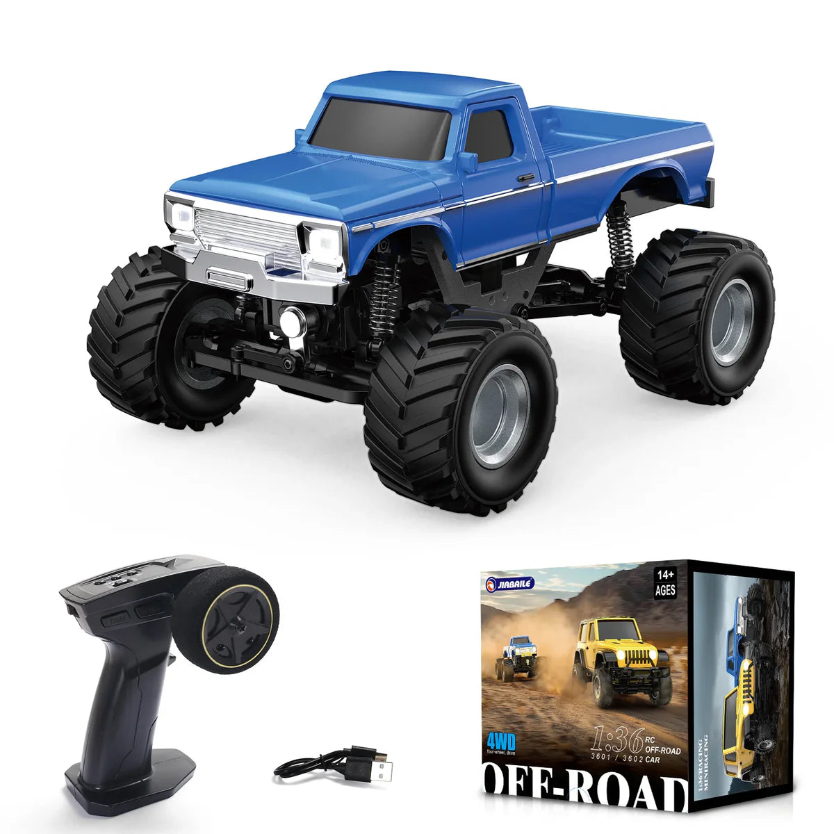 1:36 4WD Mini RC Off Road Monster Truck with LED Lights