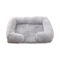 Light Grey Plush Pet Sofa Bed Square Cushion Removable Mat for Cats and Dogs