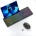 Wireless Keyboard Mouse Set Backlit Full Size Ergonomic with Phone Tablet Holder 2.4G USB