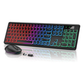 Rechargeable Wireless Keyboard Mouse Combo RGB Backlit Full Size Ergonomic 2.4G USB