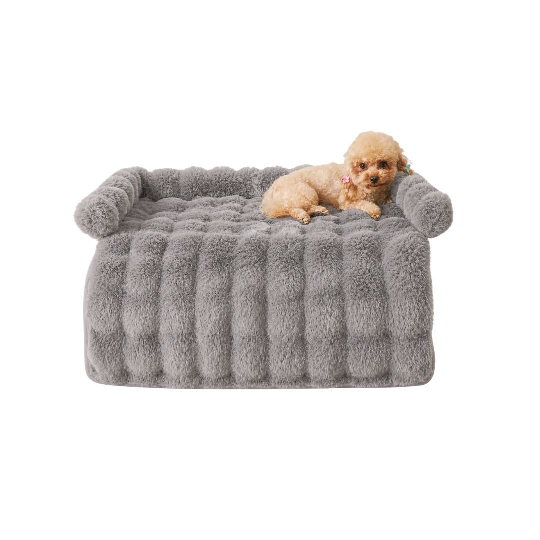 Grey Pet Cushion Mat Soft Plush Pad for Cats and Small to Medium Dogs Indoor Use