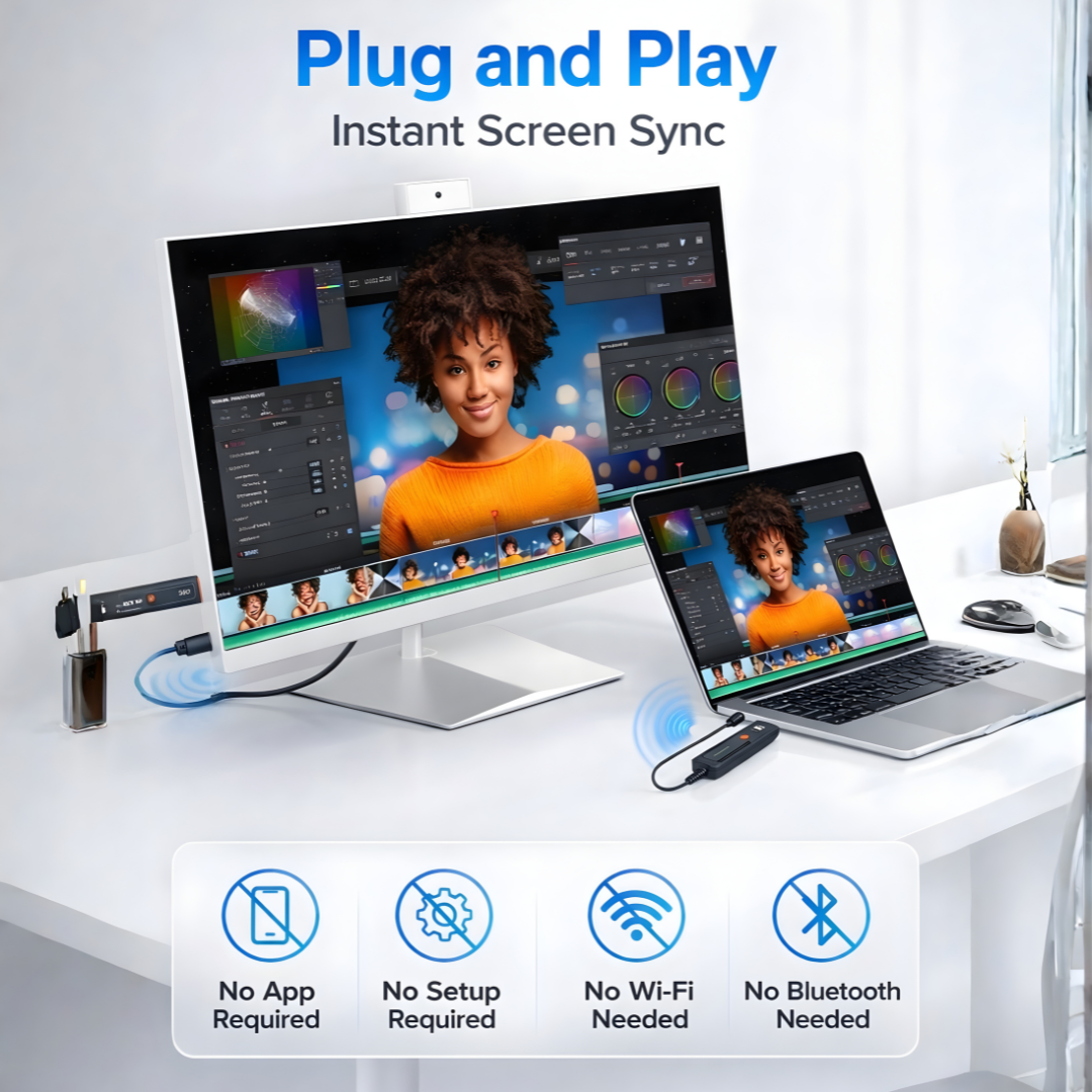 Wireless HDMI Video Transmitter Receiver 1080P Display Extender 50M Range for Laptop PC to TV Projector