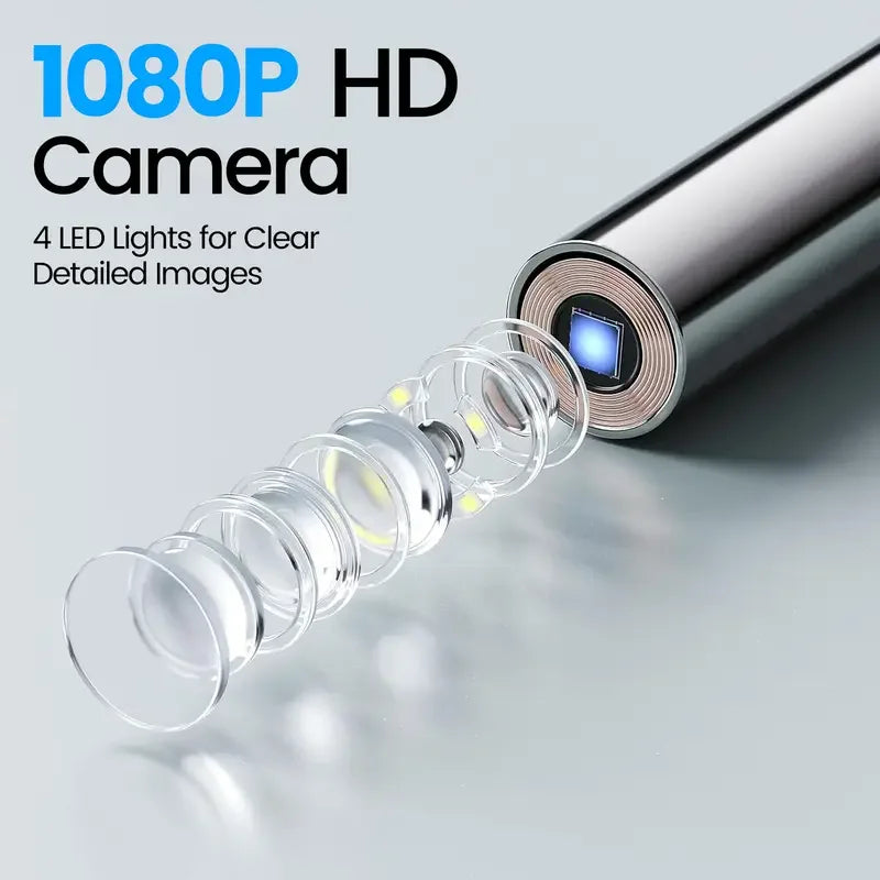 Portable 1080p HD Ear Scope Camera with 1.38" IPS Screen, 90° Rotatable Lens and 12 Observation Covers