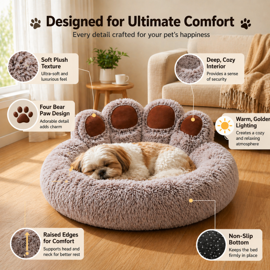 Gradient Coffee Fluffy Pet Bed Soft Sofa Cushion Basket for Cats and Dogs