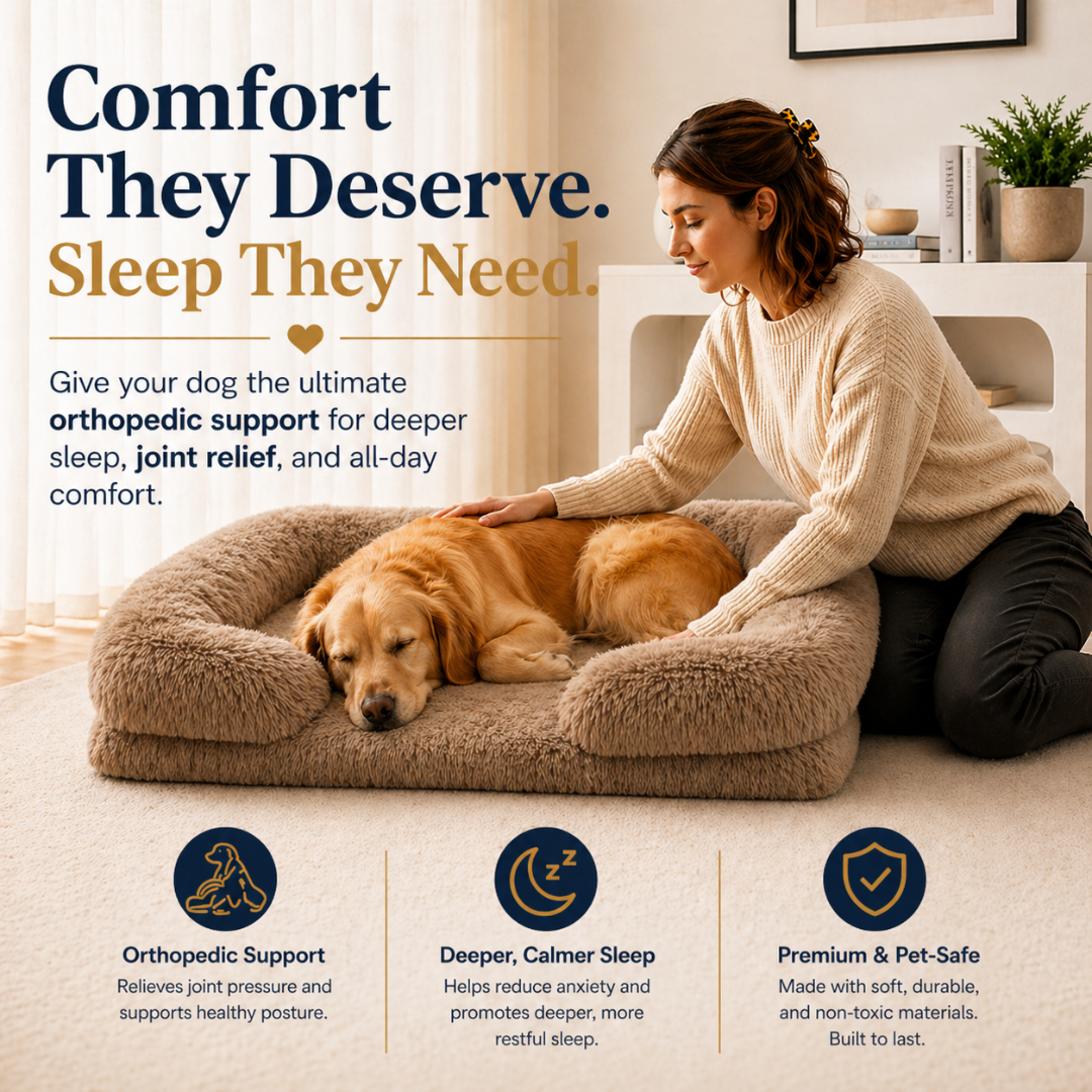 Khaki Square Pet Cushion Bed Thick Plush Sofa Style Mat for Indoor Cats and Dogs