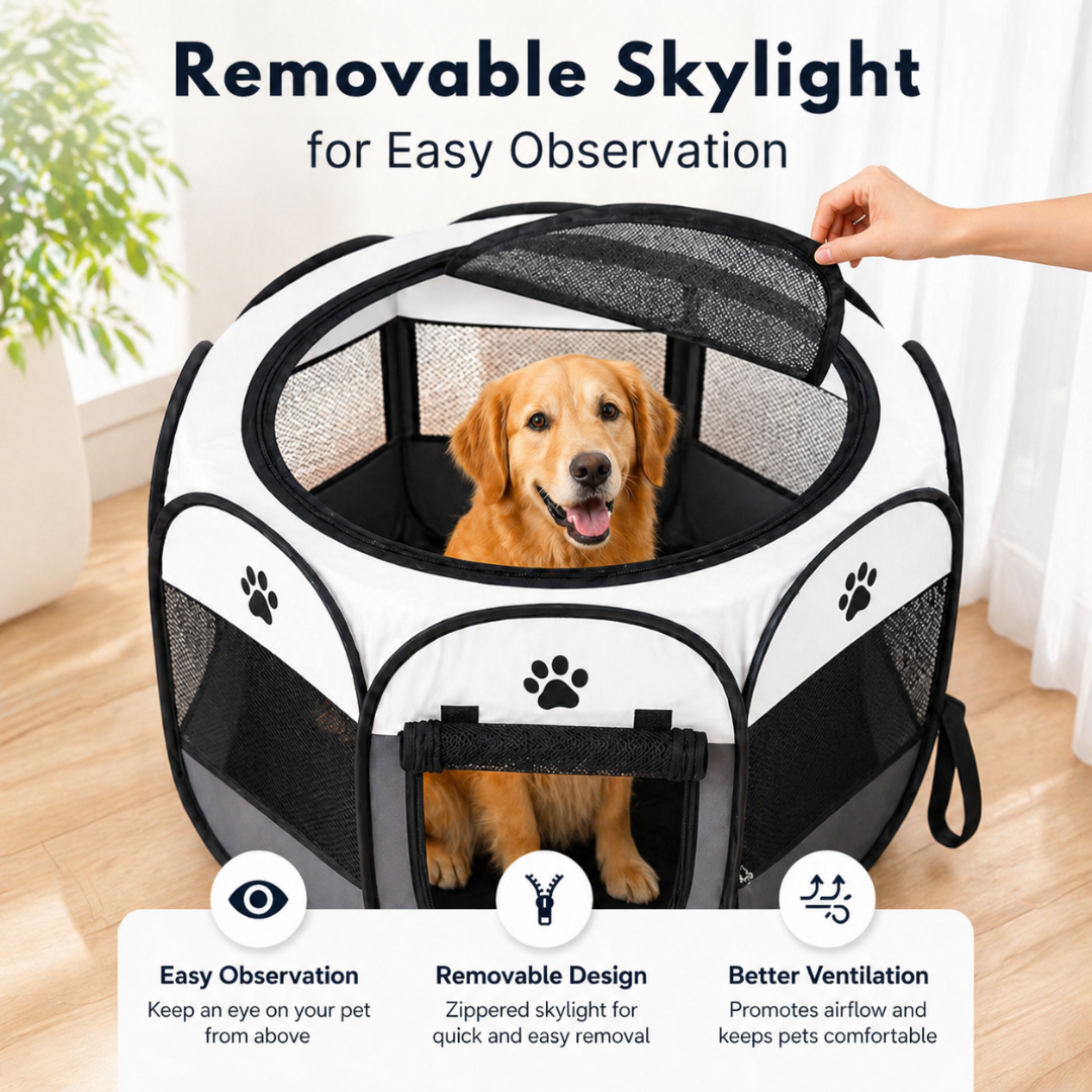 Foldable Pet Playpen Oxford Cloth Portable Pet Tent Fence for Cats and Small Dogs