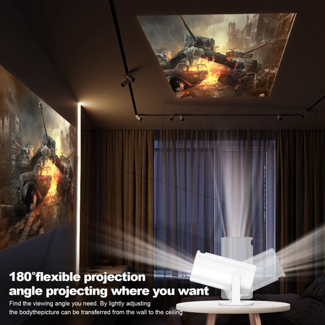 Mini Projector Android 14 WiFi6 Bluetooth Portable HD 720P 4K Support Screen Mirroring