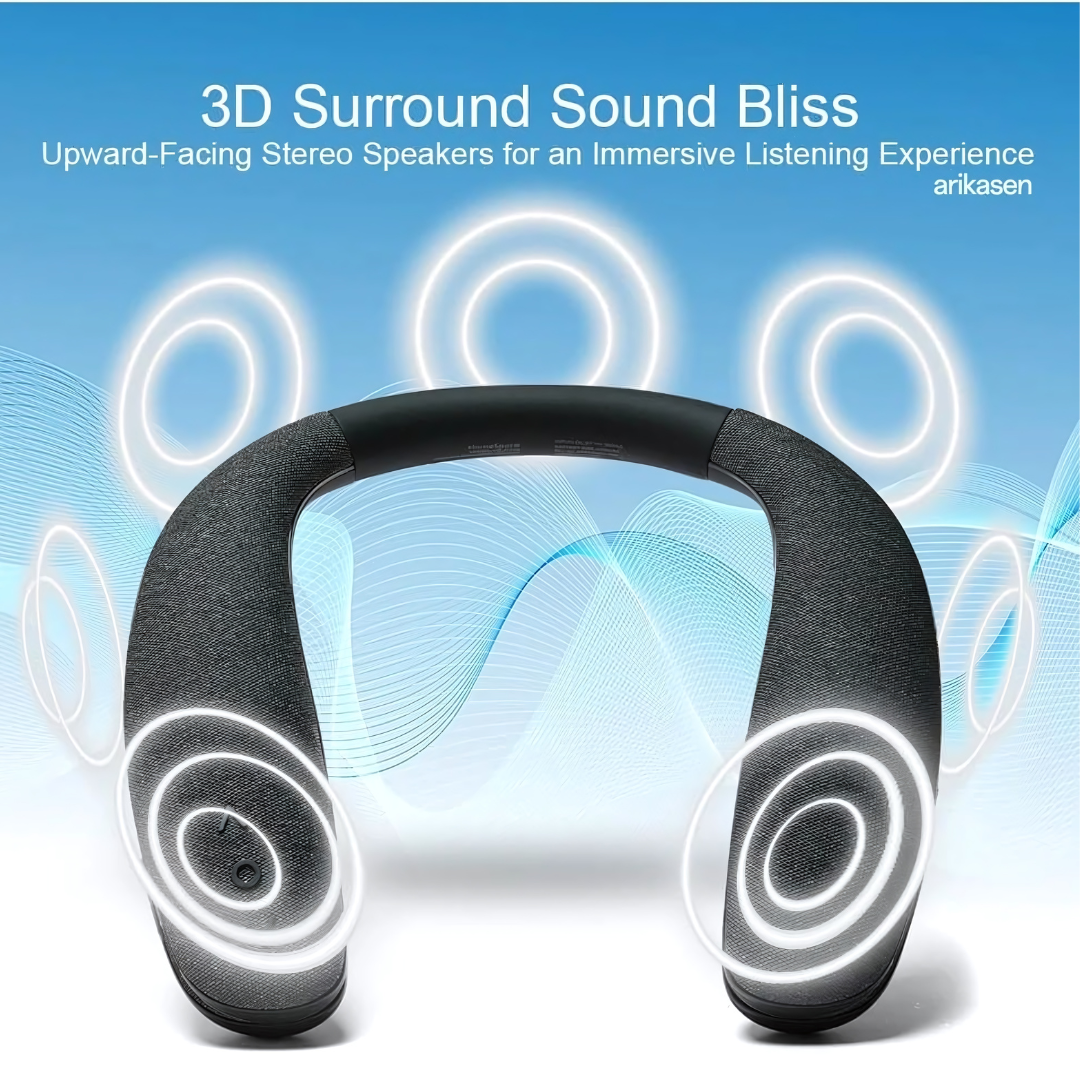 Portable Neckband Bluetooth Speaker Wearable 3D Stereo Sound for TV Gaming Home Office