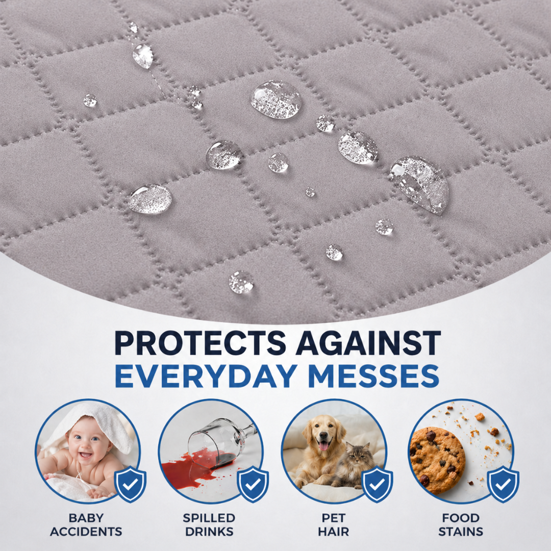 Light Grey Non-Slip Waterproof Pet Mat Furniture Protector Blanket for Dogs and Cats