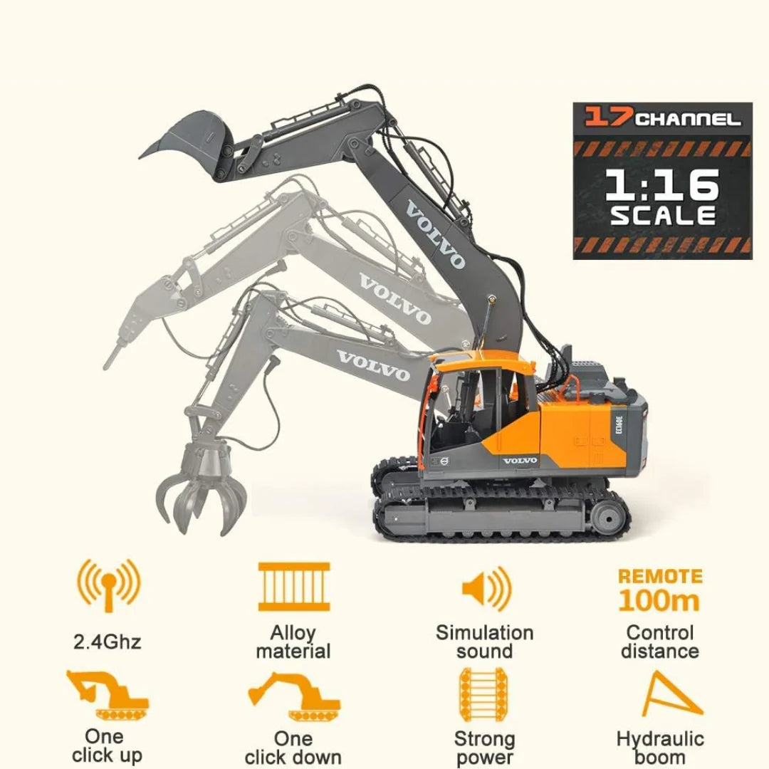 1/16 Remote Control Excavator 17CH 2.4G Crawler Construction Vehicle