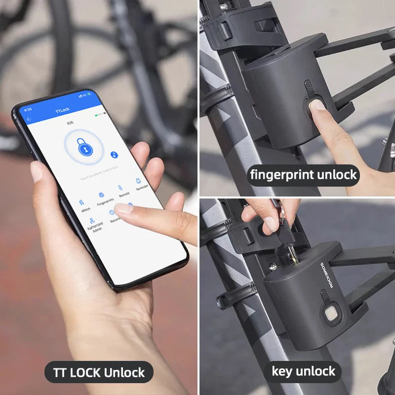 IP67 Waterproof Smart Folding Bike Lock with Fingerprint, Bluetooth & Key Unlock