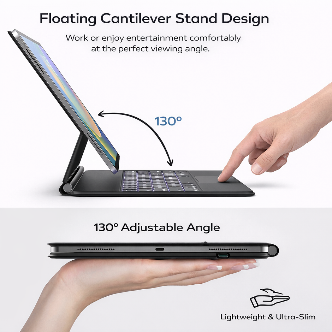 Wireless Keyboard Case with Trackpad for 11” iPad A16 (2025) & 10.9” (10th Generation)