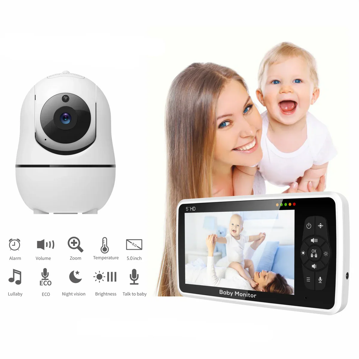 5" Indoor WiFi Monitoring Camera with 4X Zoom, Pan & Tilt, 2-Way Audio and Temperature Sensor