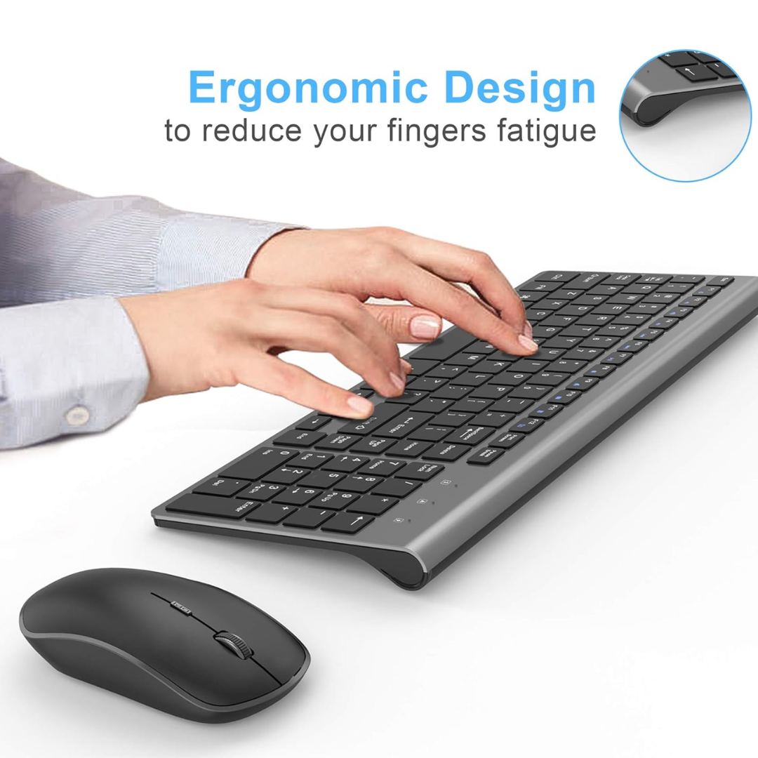 Wireless Keyboard Mouse Combo Bluetooth 5.0 2.4G Rechargeable Full Size Keyboard with Mouse