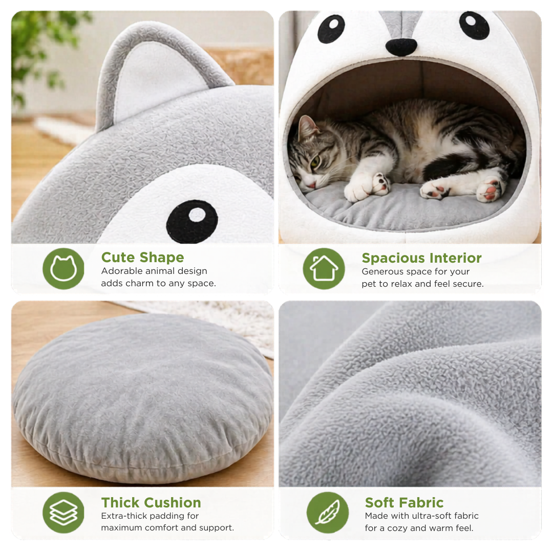 Light Grey Indoor Plush Pet Cushion Lounger Bed for Cats and Small Dogs