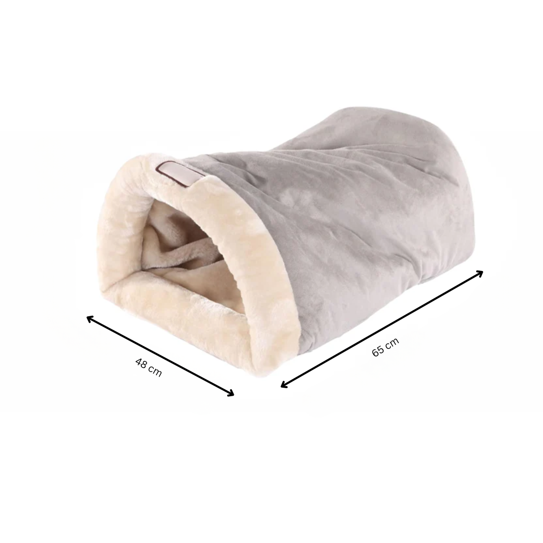 Grey Sleeping Bag Semi Enclosed Pet Nest Soft Cushion Bed for Cats and Small Dogs