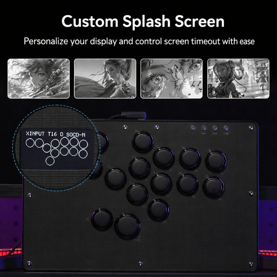 16 Key Leverless Arcade Controller Mechanical Gaming Keypad RGB USB for PC Console