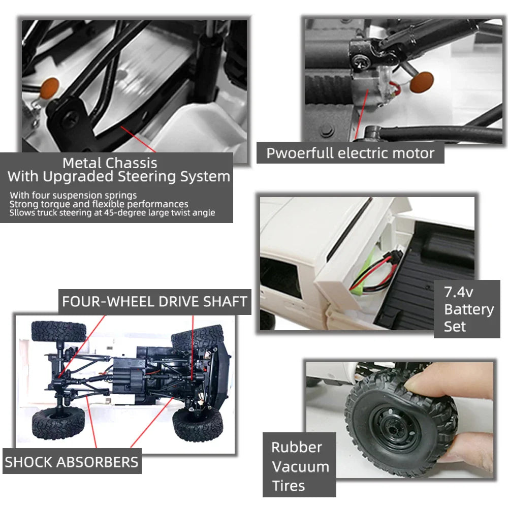 1:16 4WD RC Off Road Rock Crawler with LED Lights