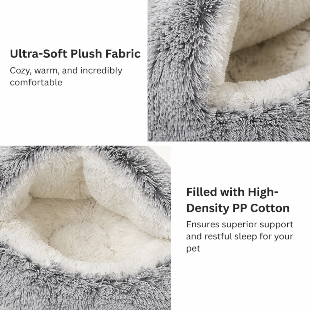 Brown Soft Plush Pet Cushion Round Cat Nest Bed with Covered Design for Indoor Pets