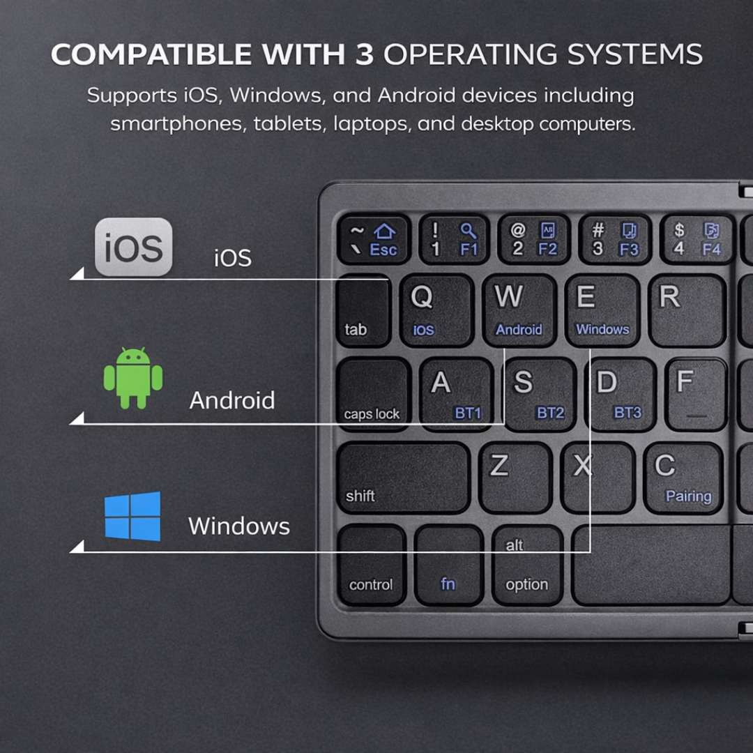 Mini Foldable Bluetooth Keyboard with Touchpad Portable Wireless Keyboard for Tablet Phone Laptop