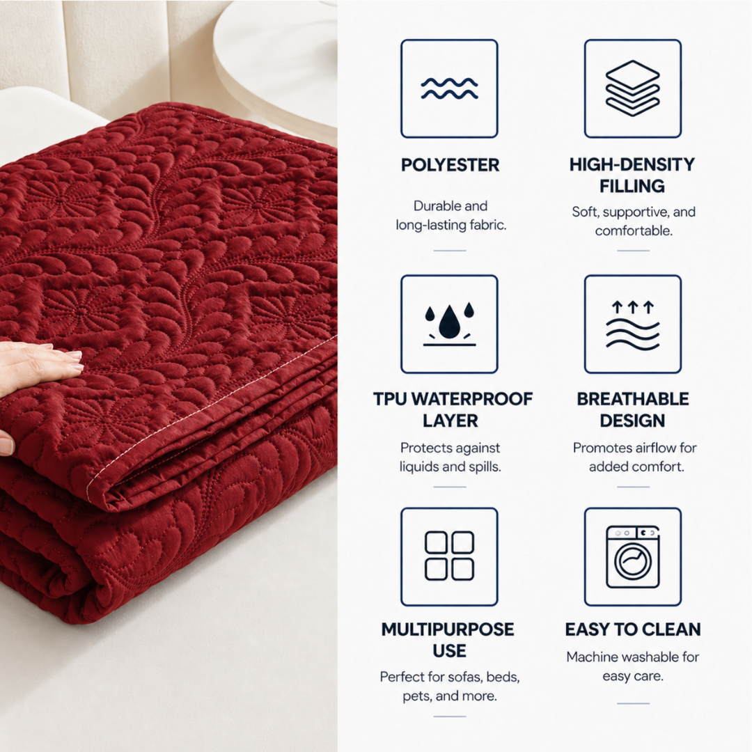 Red Multi-Purpose Pet Mat Waterproof Non-Slip Cover for Couch, Floor and Car