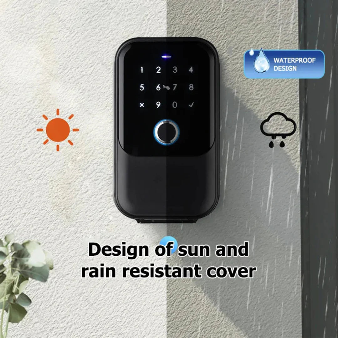 IP65 Waterproof Smart Key Lock Box with Password, Fingerprint & Card Access