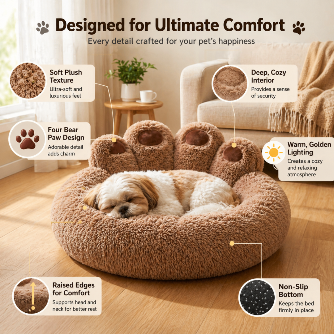 Coffee Fluffy Pet Bed Soft Plush Dog Sofa Cushion Large Cat and Dog Basket