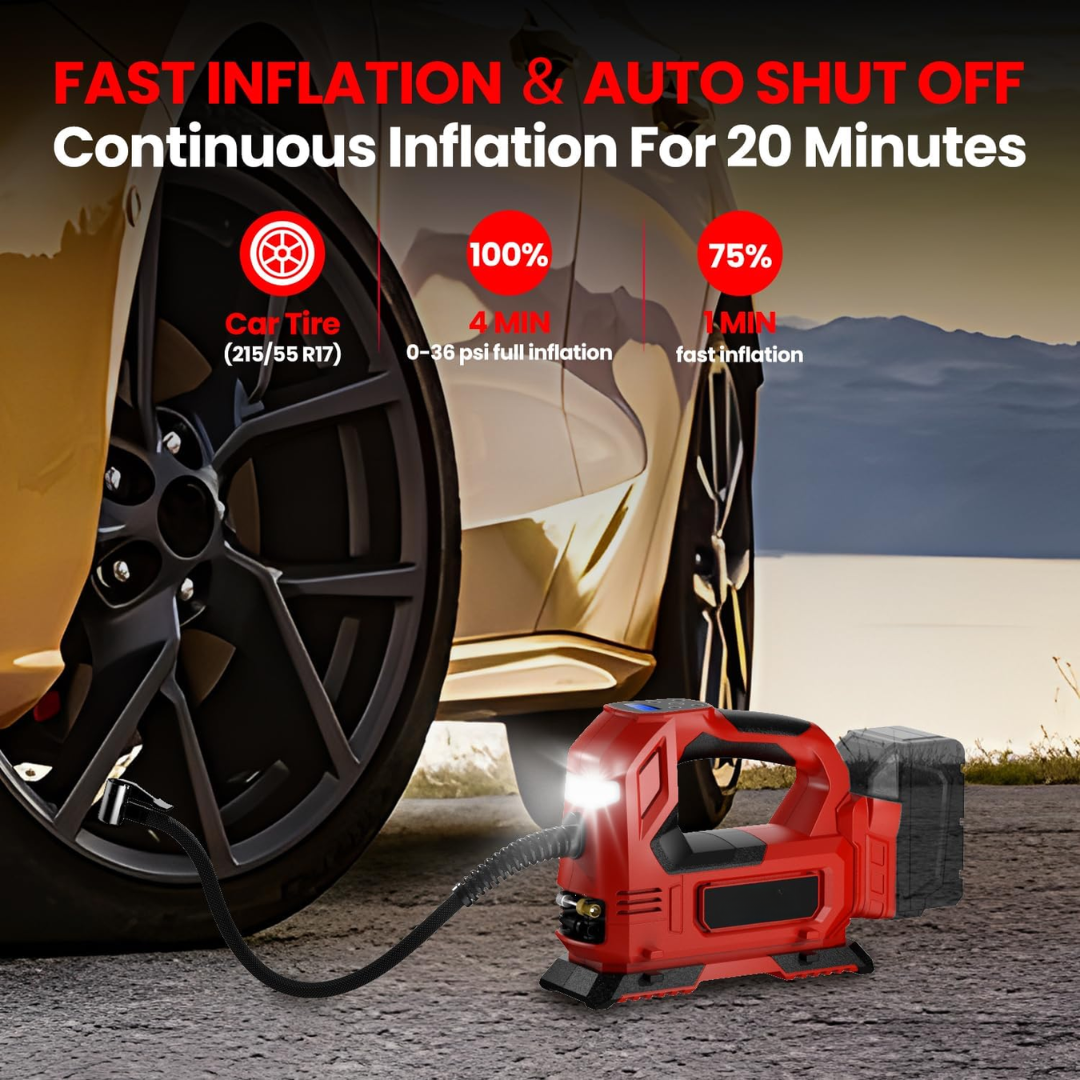 Portable Digital Air Compressor Pump 150 PSI with LED Light Compatible with Milwaukee 18V Battery