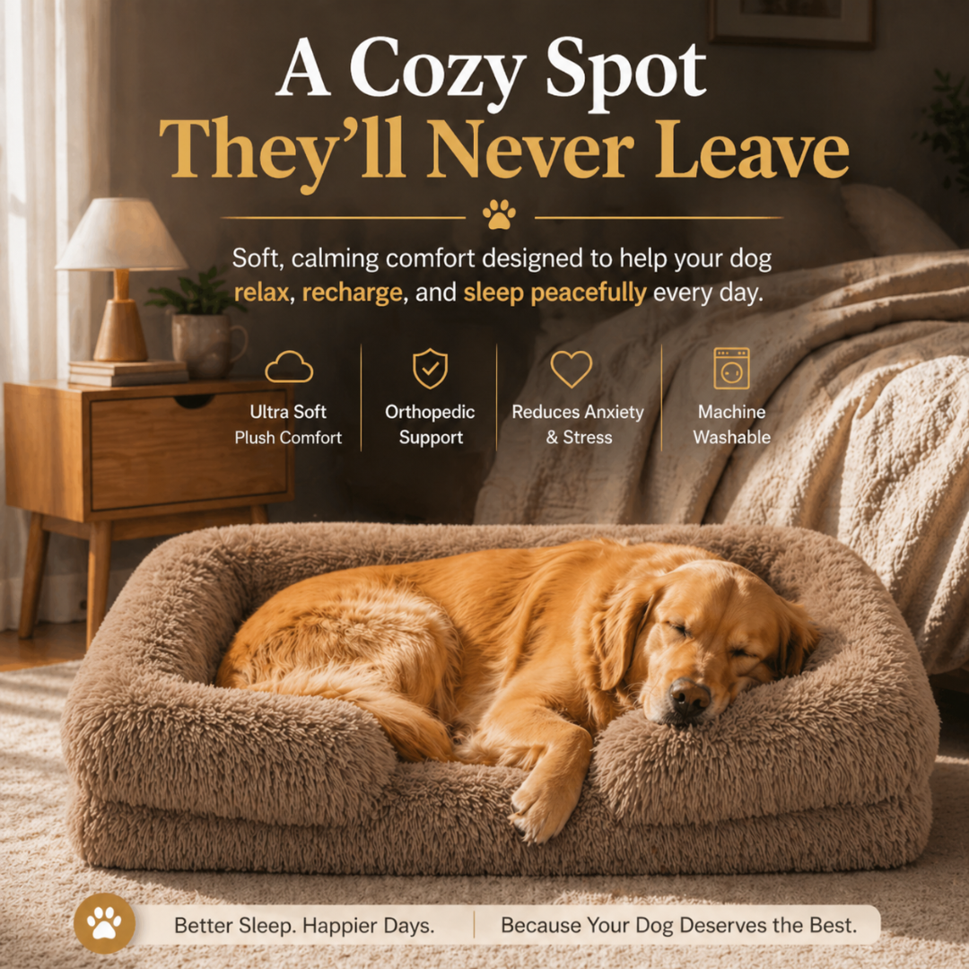 Khaki Square Pet Cushion Bed Thick Plush Sofa Style Mat for Indoor Cats and Dogs