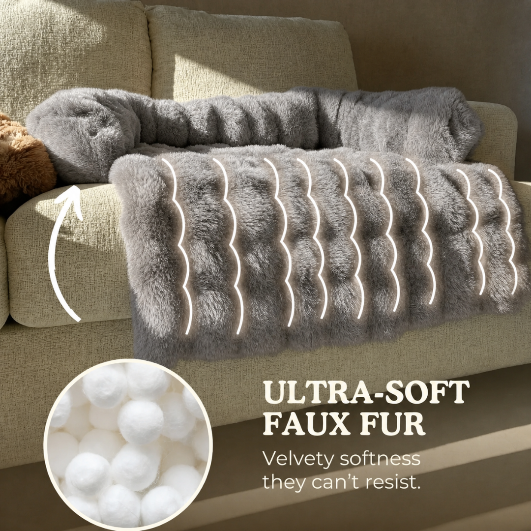 Grey Pet Cushion Mat Soft Plush Pad for Cats and Small to Medium Dogs Indoor Use