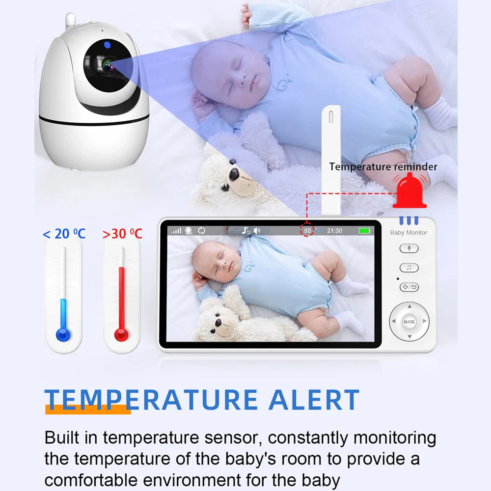5" Indoor Video Monitoring Camera with PTZ, 4X Zoom, 2-Way Audio and Temperature Sensor
