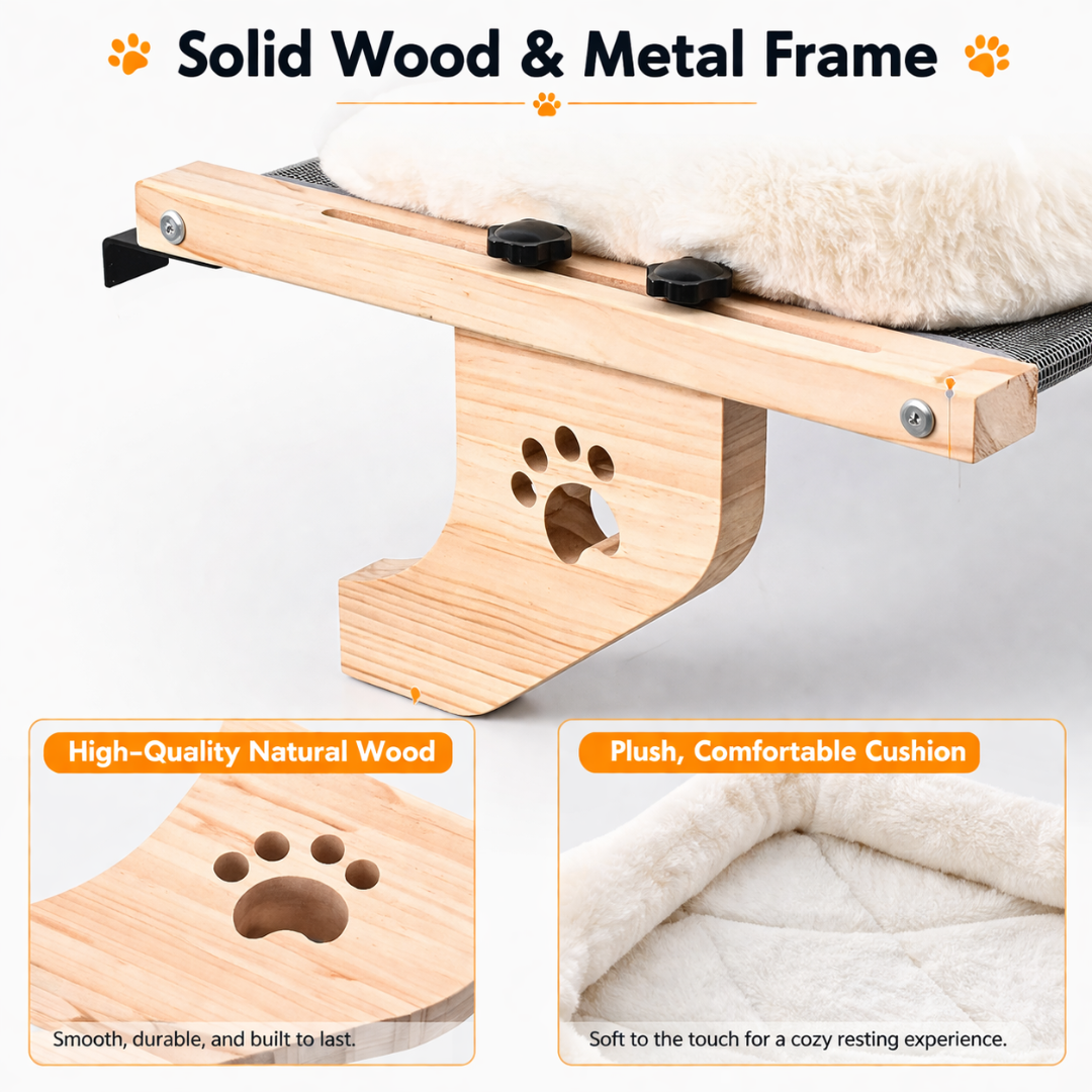 Cat Hammock Perch Adjustable Wall Mount Fleece Pet Rest Platform