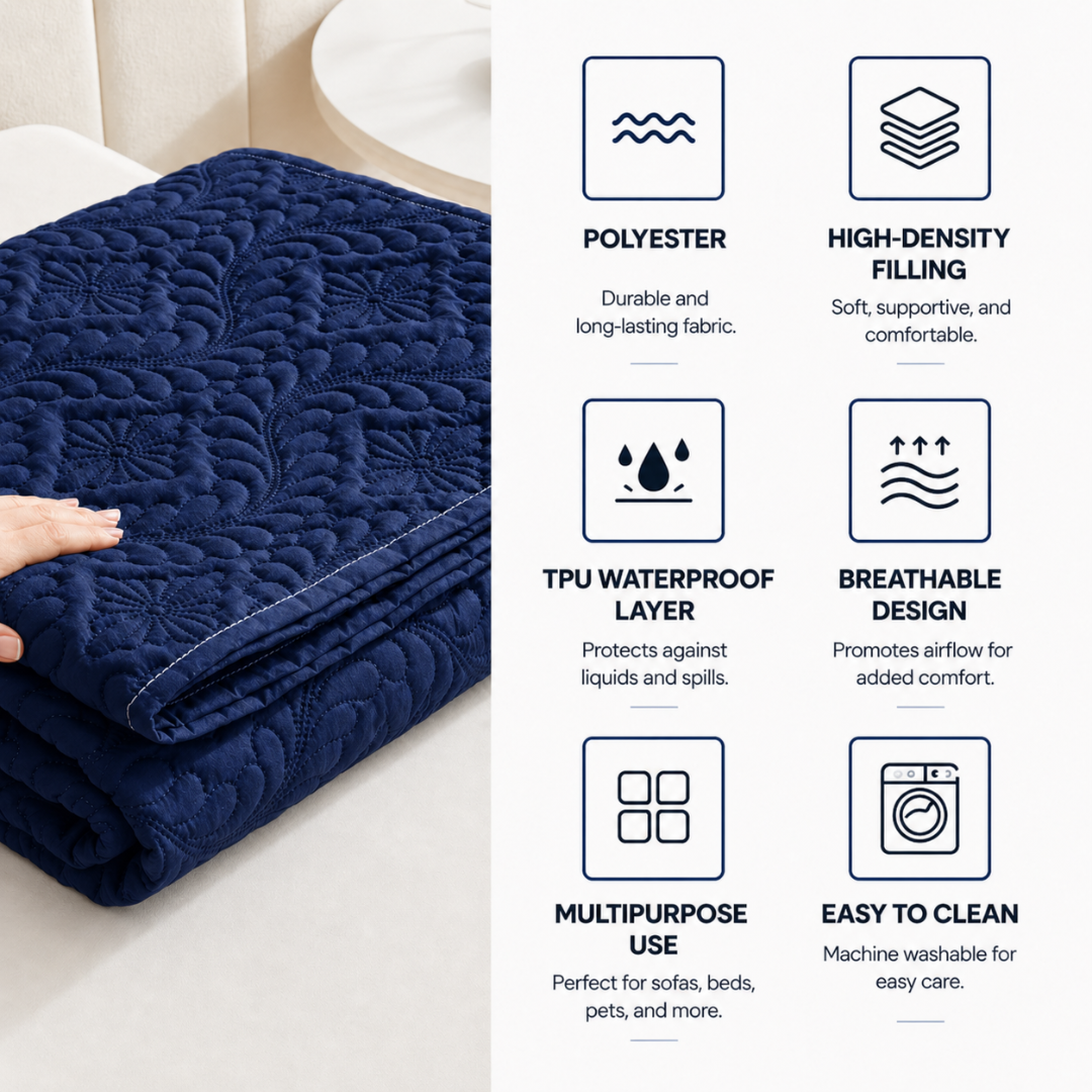 Dark Blue Non-Slip Waterproof Pet Cover Mat Furniture Protector for Cats and Dogs