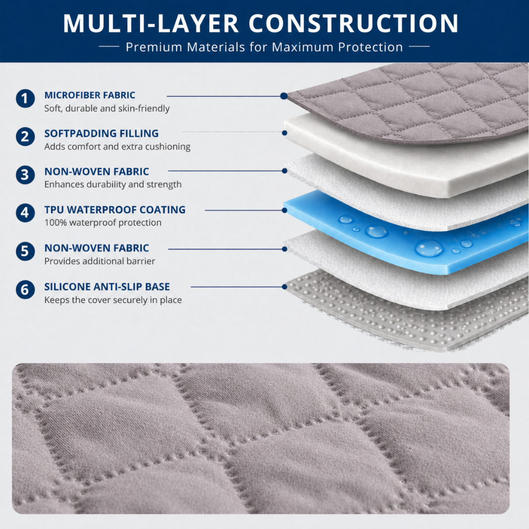 Light Grey Non-Slip Waterproof Pet Mat Furniture Protector Blanket for Dogs and Cats