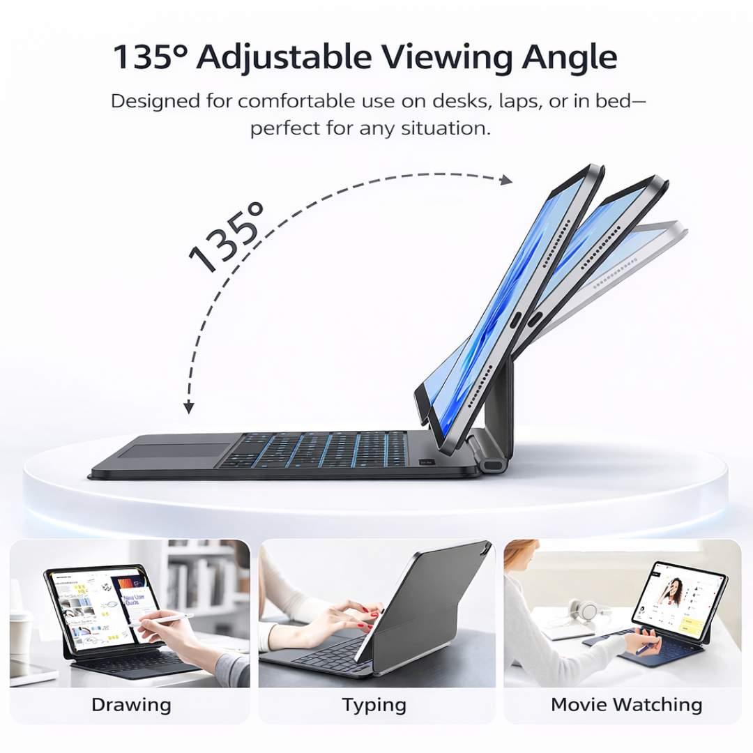Wireless Keyboard Case with Trackpad for 13” iPad Air 7 (2025), 13” Air 6 (2024) & 12.9” Pro (2018–2022)
