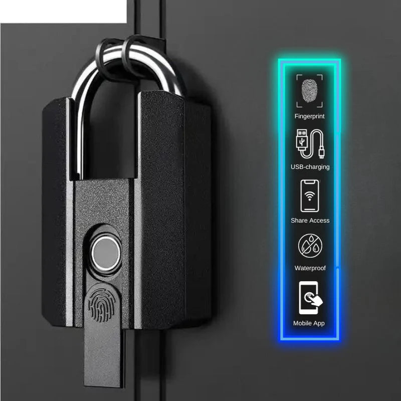 IP67 Waterproof Smart Fingerprint Padlock with Bluetooth App Unlock