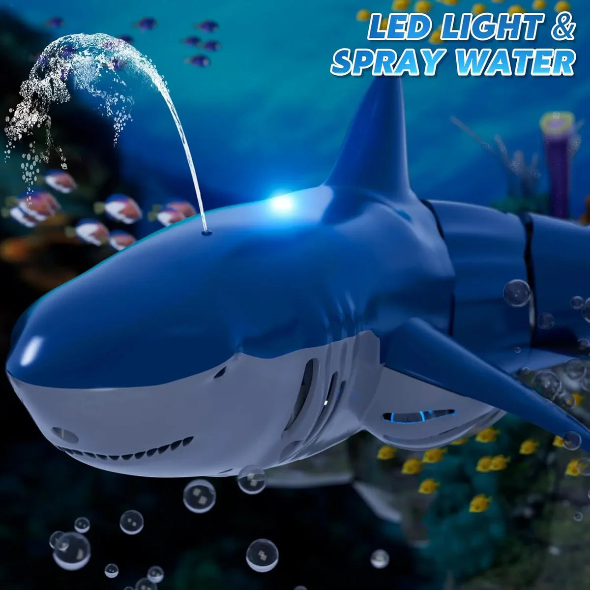 RC Shark Remote Control Boat with Water Spray and LED Lights