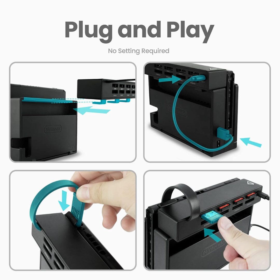 8-in-1 Game Card Reader Switcher Compatible with Switch with Remote Control Auto Card Selector